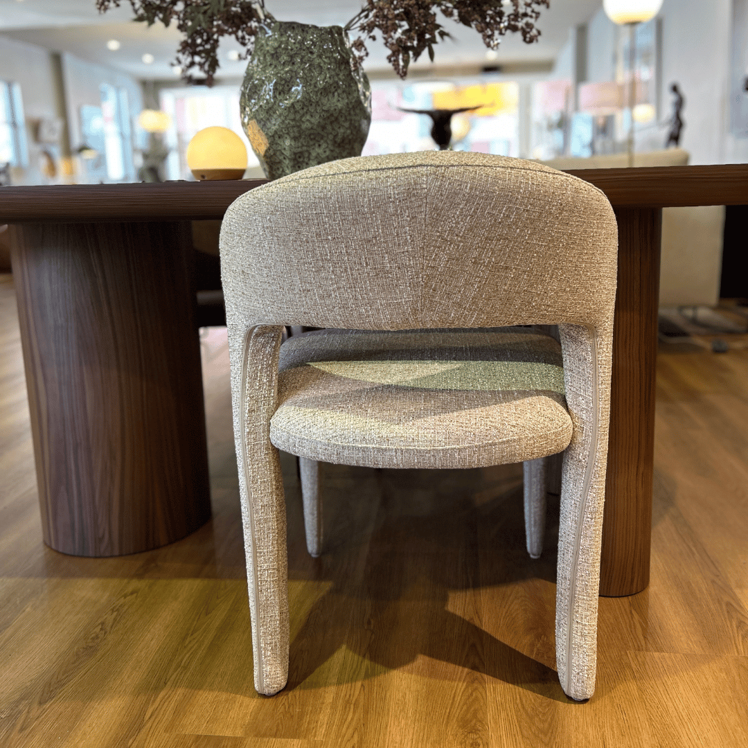 Chaise de salle à manger en tissu beige avec assise rembourrée