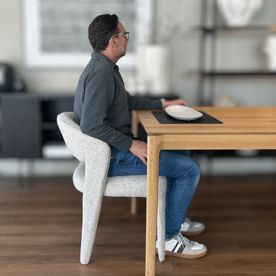 Chaise de salle à manger en tissu beige avec assise rembourrée
