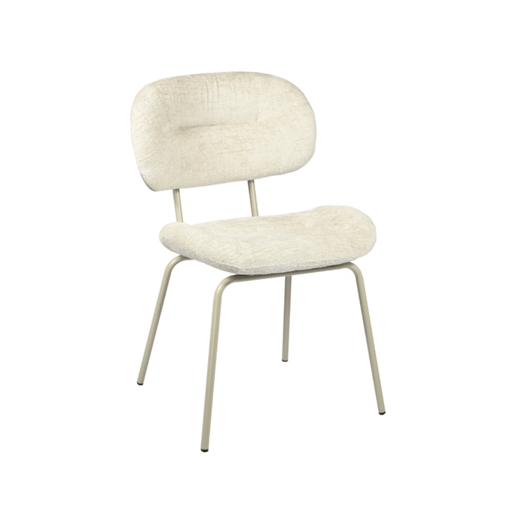 Chaise de salle à manger moderne en chenille blanche avec revêtement en tissu pour salle à manger