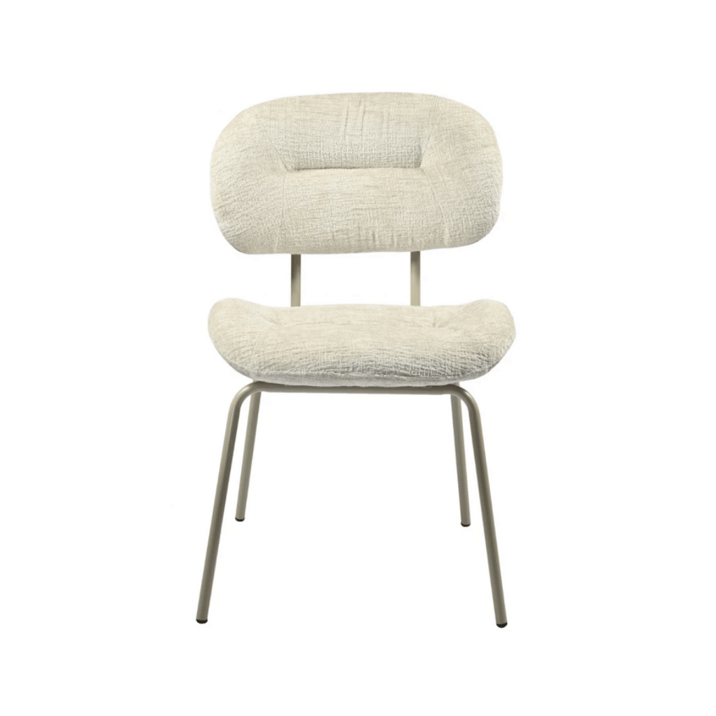Chaise de salle à manger moderne en chenille blanche avec revêtement en tissu pour salle à manger