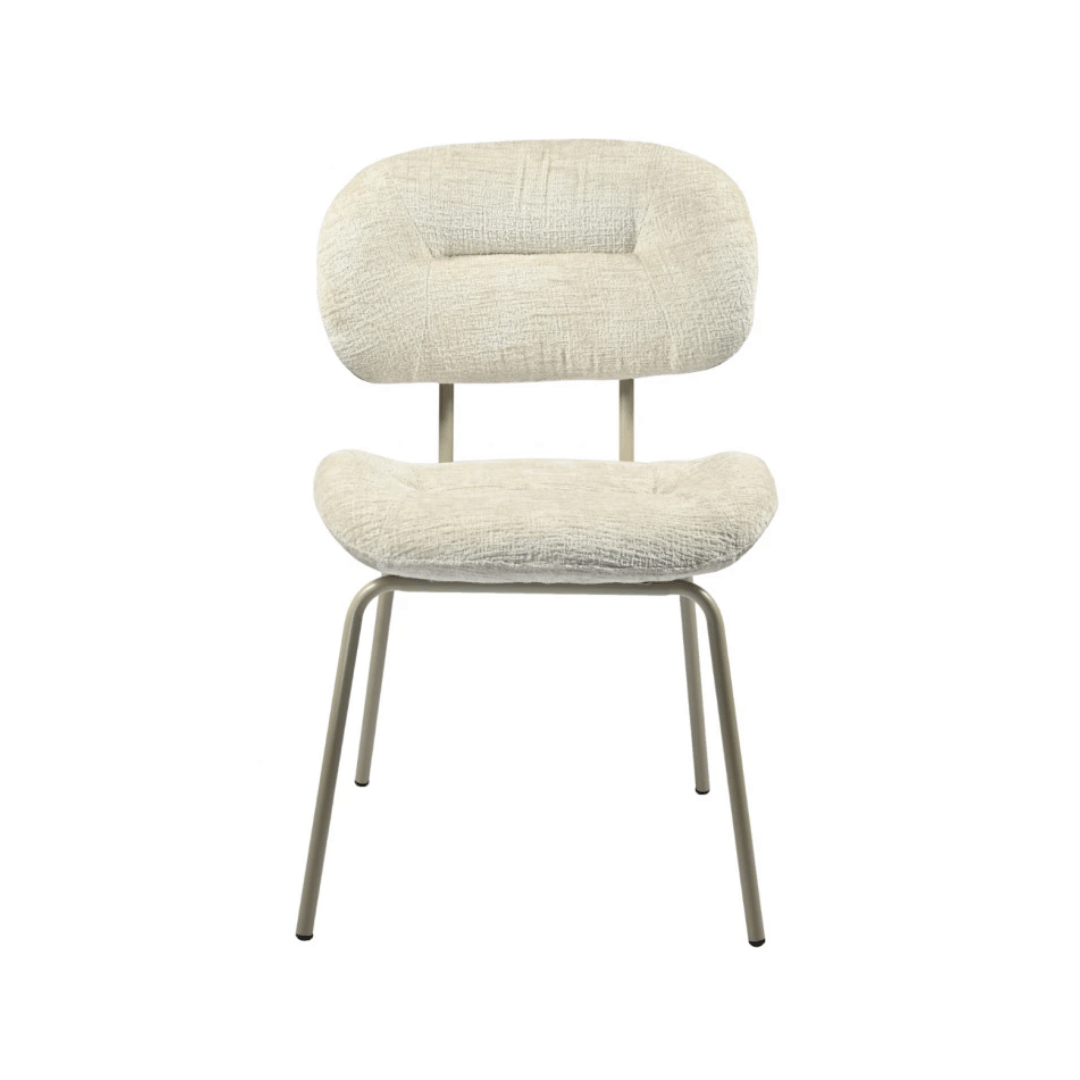 Chaise de salle à manger moderne en chenille blanche avec revêtement en tissu pour salle à manger