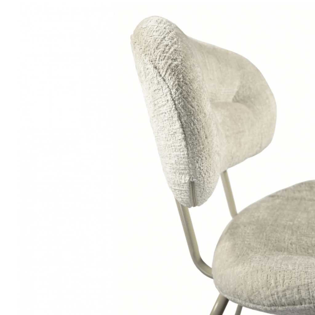 Chaise de salle à manger moderne en chenille blanche avec revêtement en tissu pour salle à manger