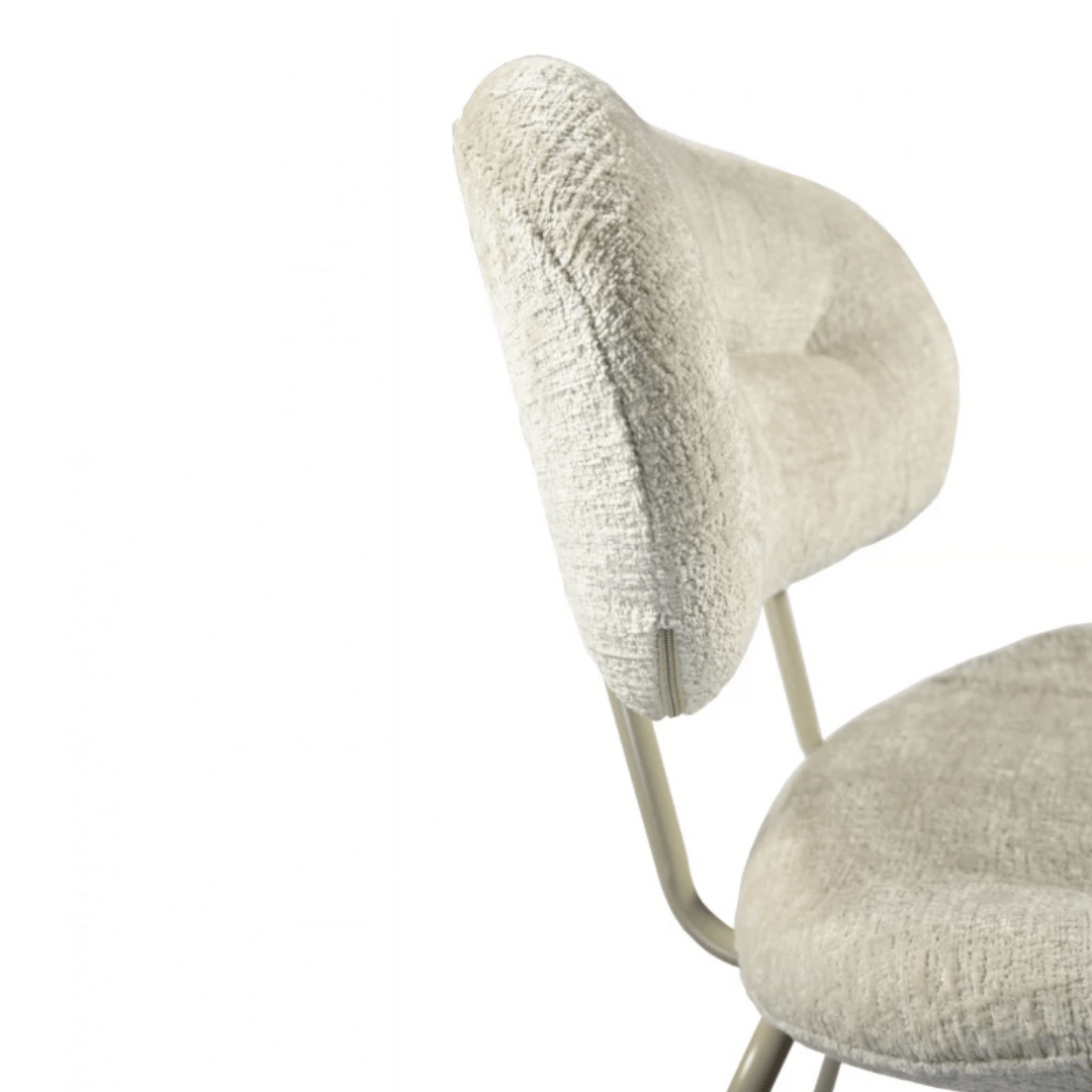 Chaise de salle à manger moderne en chenille blanche avec revêtement en tissu pour salle à manger