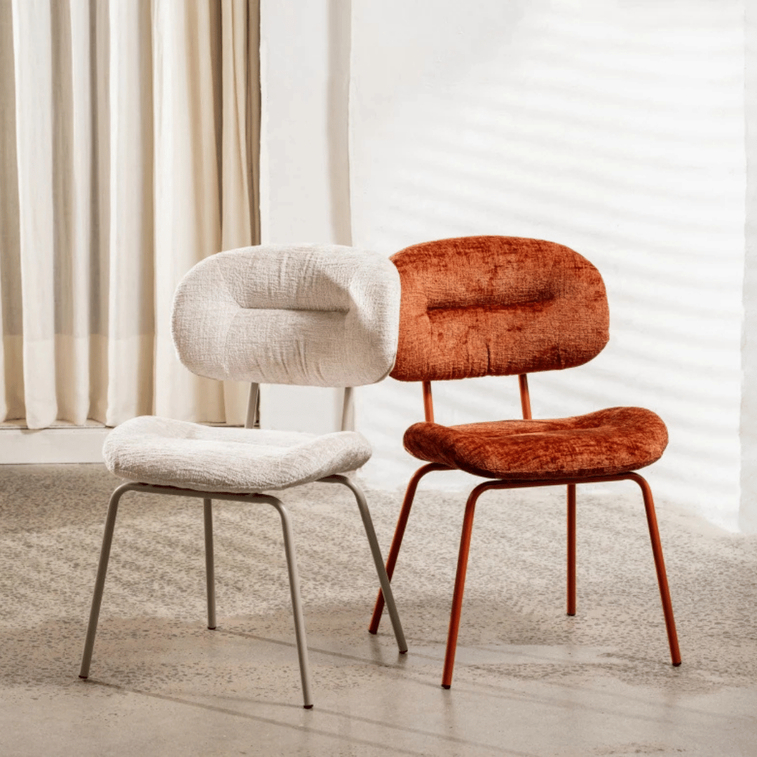 Chaise de salle à manger moderne en chenille blanche avec revêtement en tissu pour salle à manger
