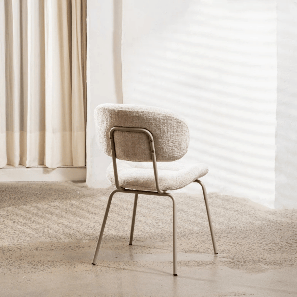 Chaise de salle à manger moderne en chenille blanche avec revêtement en tissu pour salle à manger