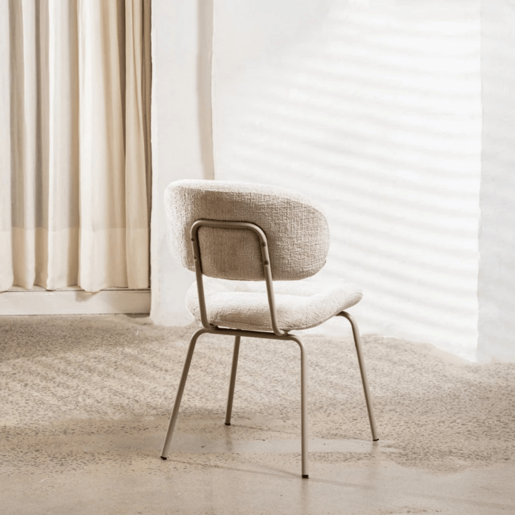 Chaise de salle à manger moderne en chenille blanche avec revêtement en tissu pour salle à manger
