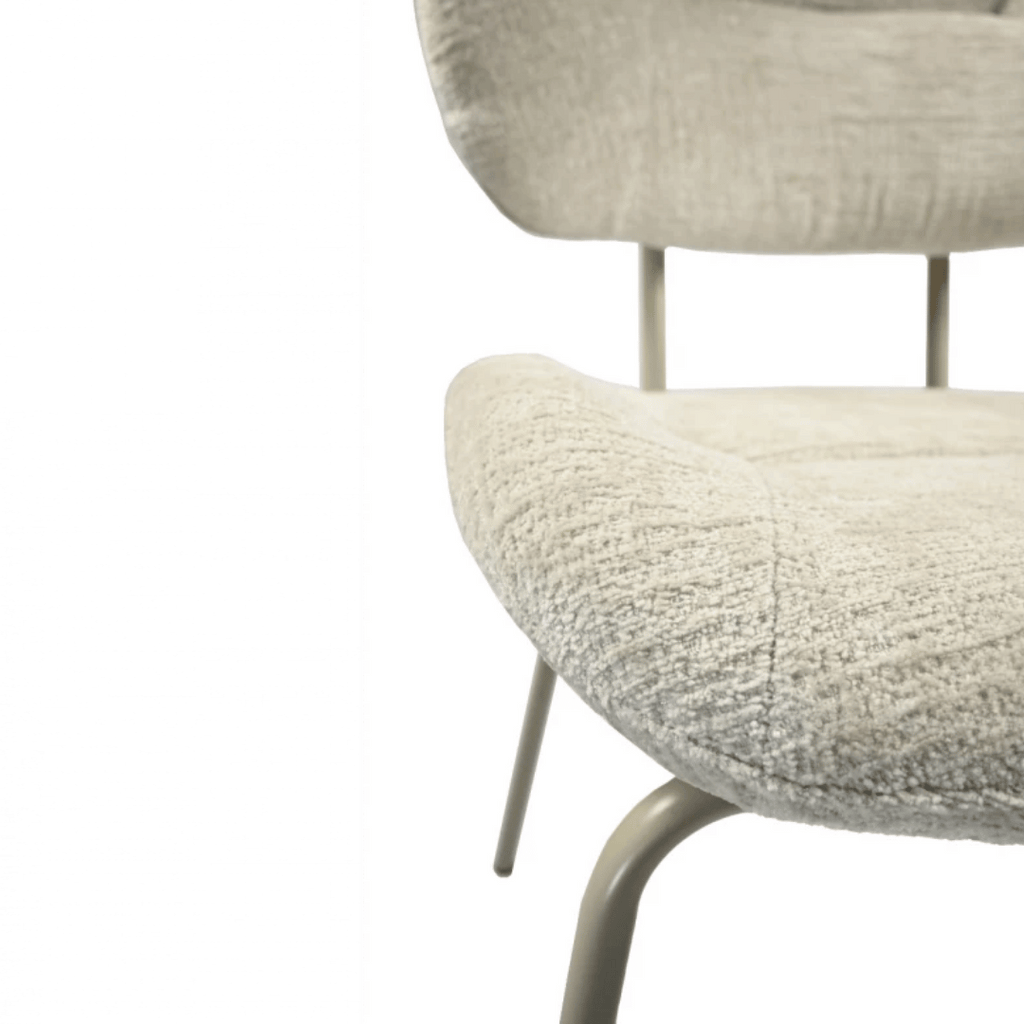 Chaise de salle à manger moderne en chenille blanche avec revêtement en tissu pour salle à manger