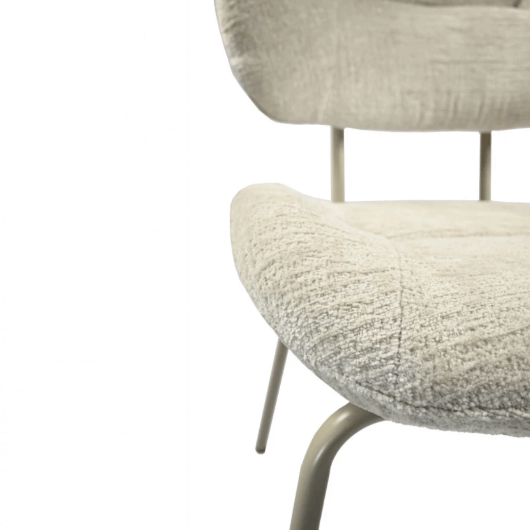 Chaise de salle à manger moderne en chenille blanche avec revêtement en tissu pour salle à manger