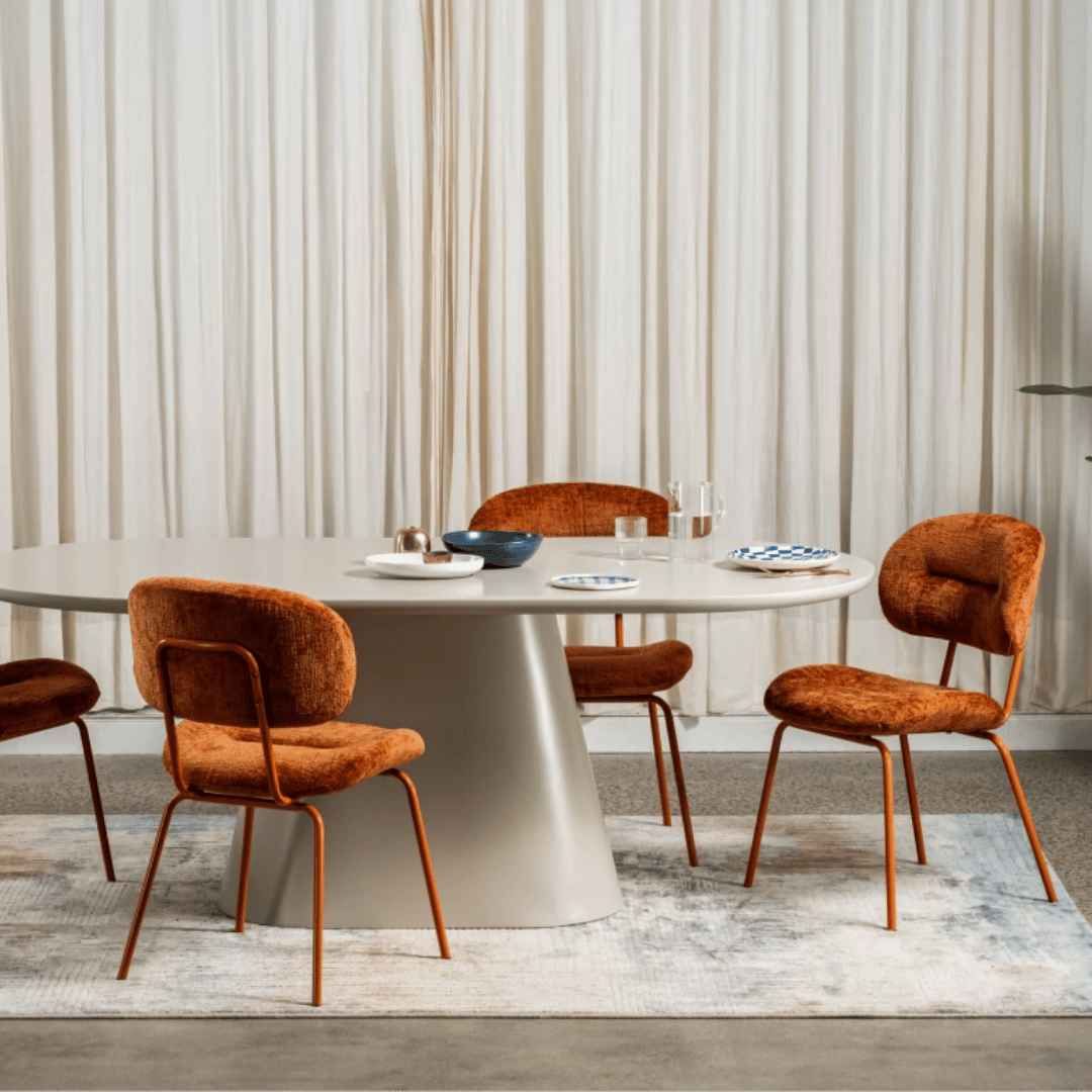 Chaise de salle à manger moderne en chenille avec revêtement tissu pour salle à manger