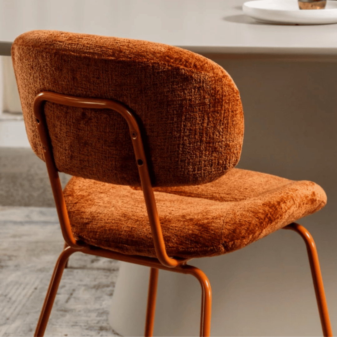 Chaise de salle à manger moderne en chenille avec revêtement tissu pour salle à manger