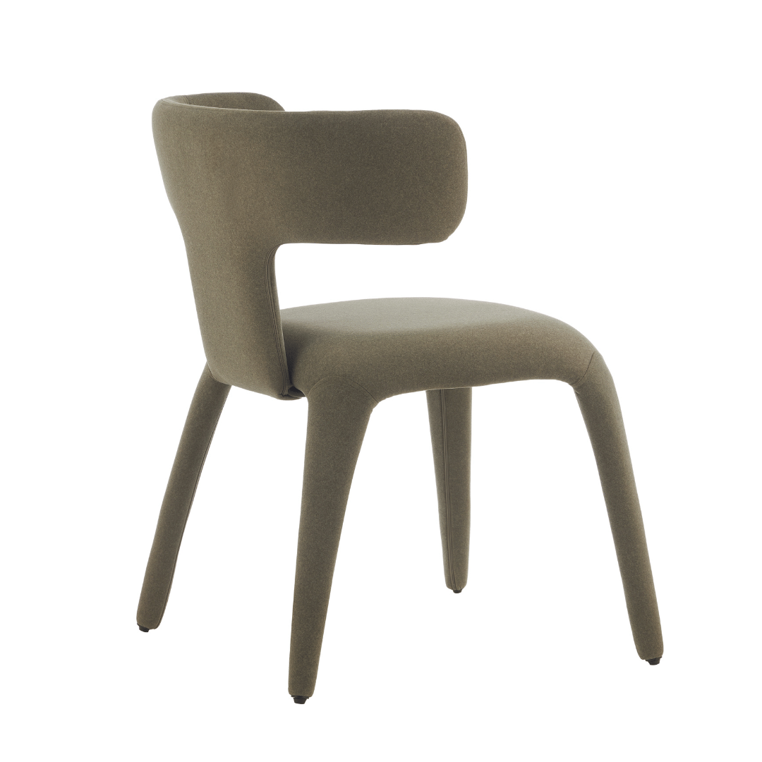 Chaise de salle à manger en tissu vert avec dossier incurvé