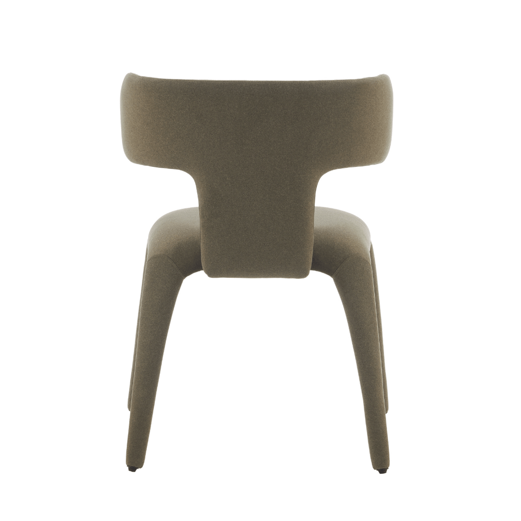 Chaise de salle à manger en tissu vert avec dossier incurvé