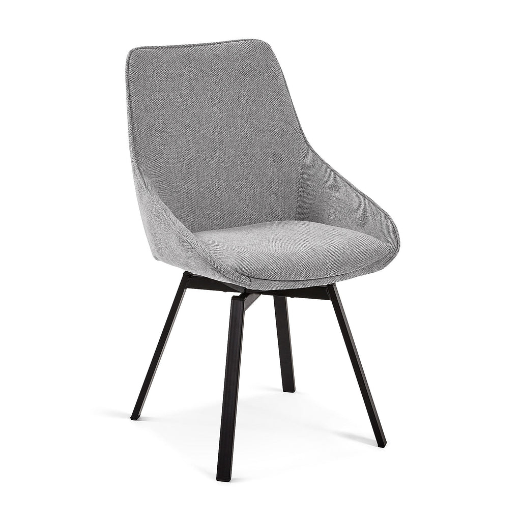 Chaise de salle à manger moderne en métal noir avec pivot