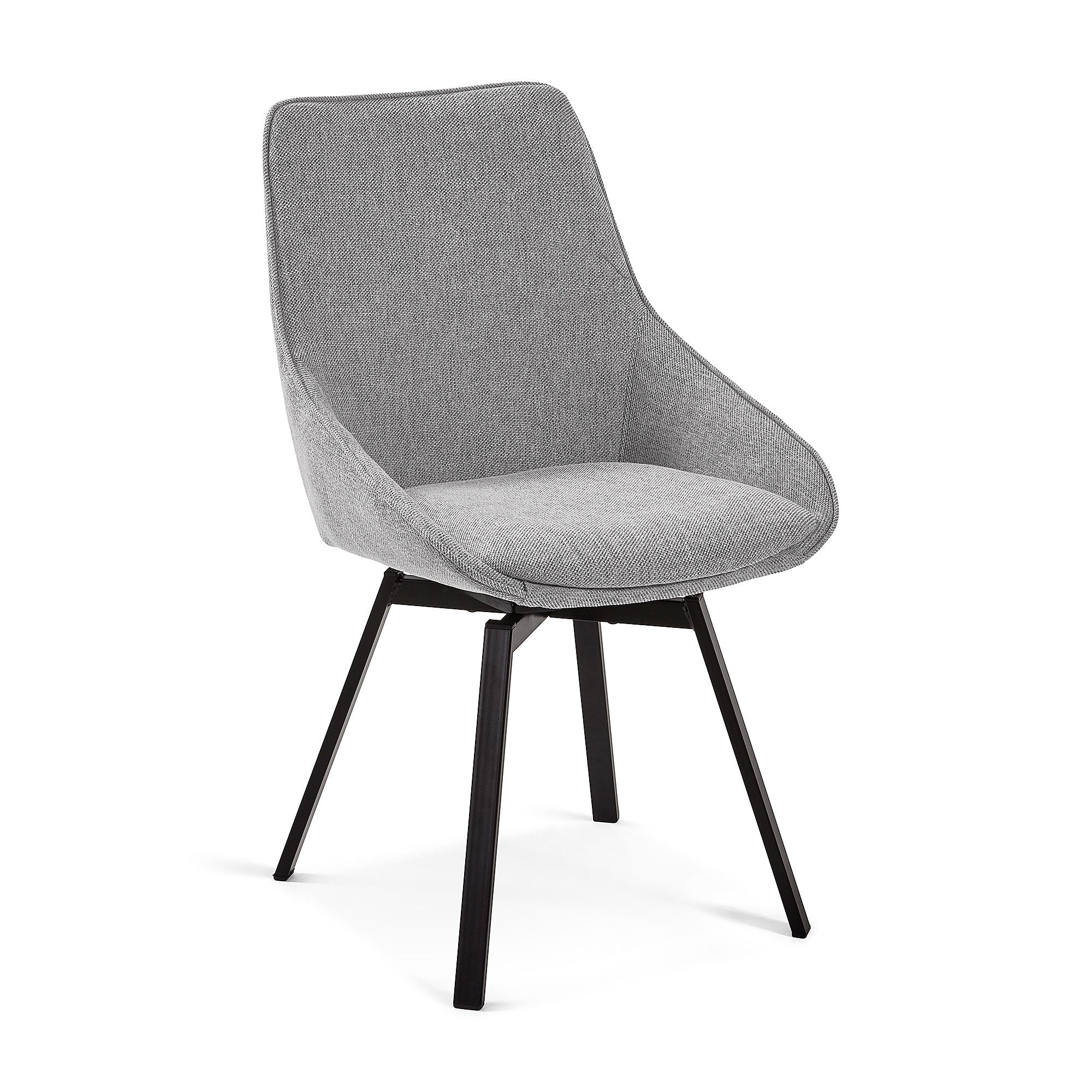 Chaise de salle à manger moderne en métal noir avec pivot