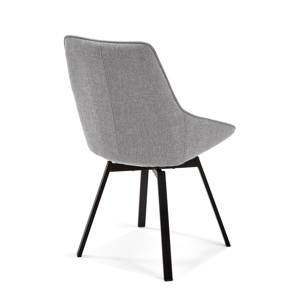 Chaise de salle à manger moderne en métal noir avec pivot