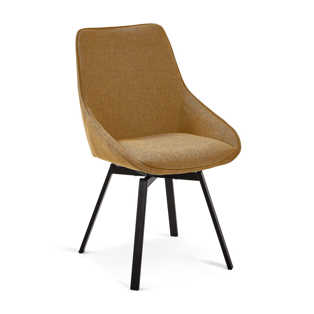 Chaise de salle à manger moderne en métal noir pivotante