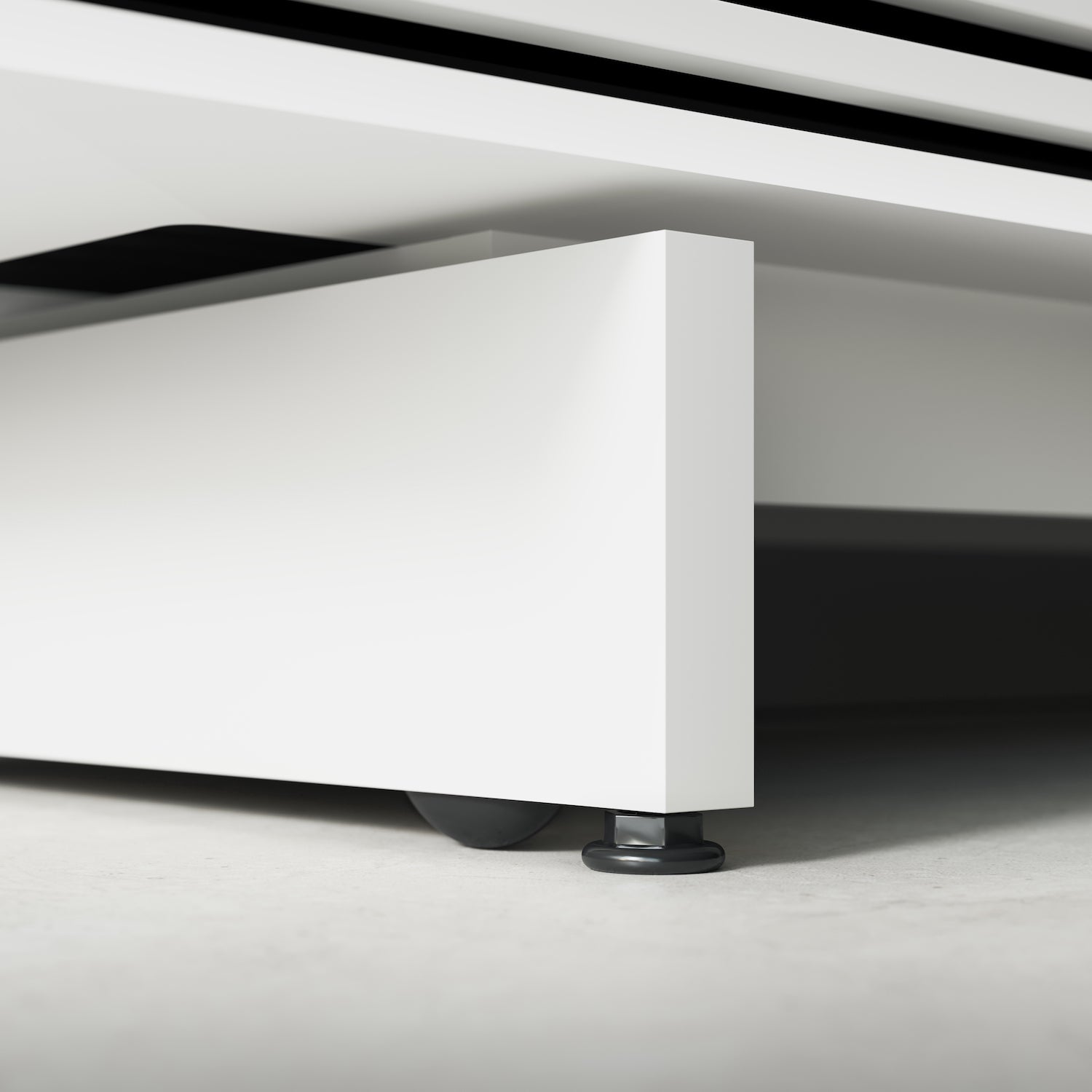 Meuble TV moderne blanc satiné avec rangement pour salon
