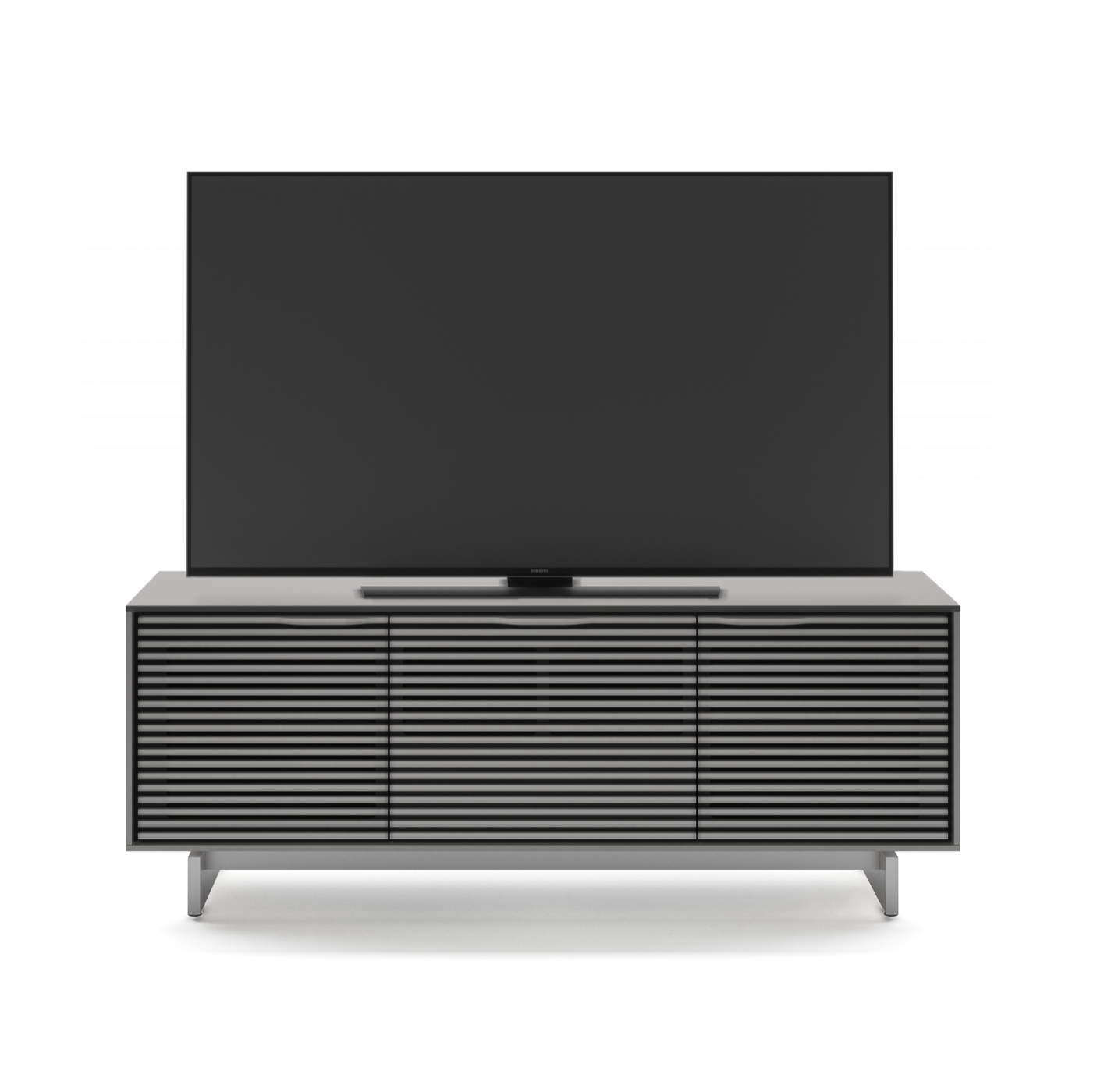 Meuble TV gris brume avec rangement pour le salon