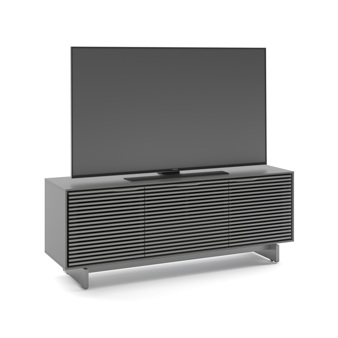 Meuble TV gris brume avec rangement pour le salon