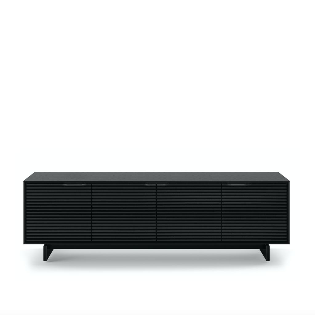 Meuble TV moderne en frêne teinté ébène pour salon