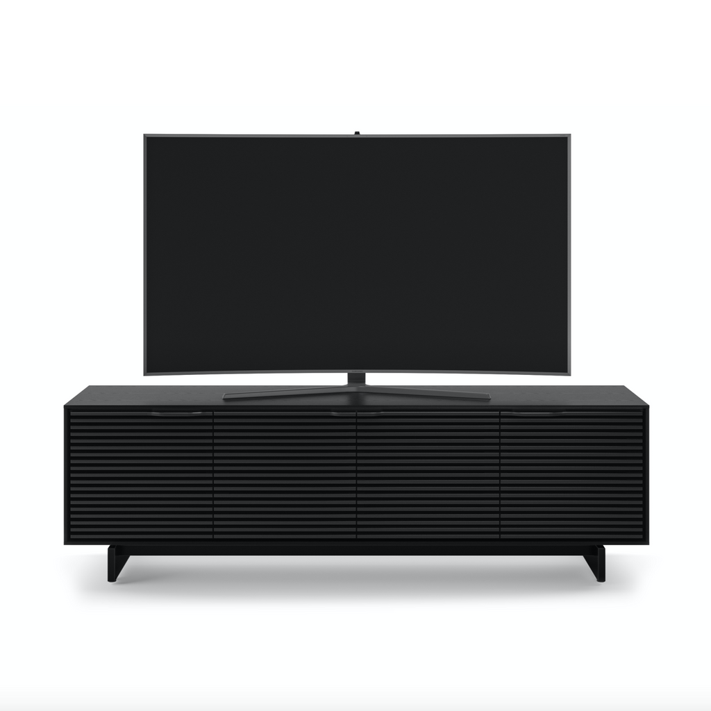 Meuble TV moderne en frêne teinté ébène pour salon