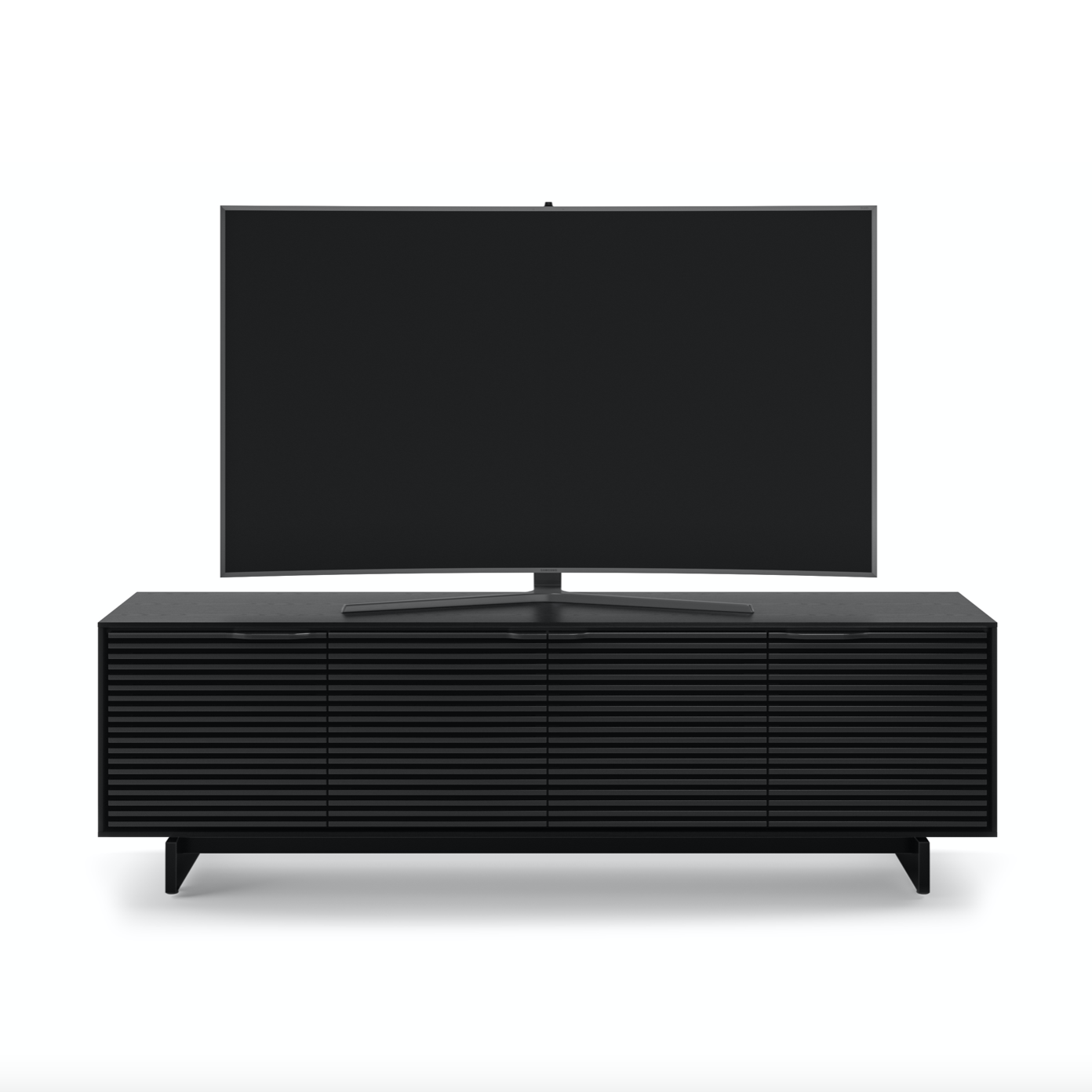 Meuble TV moderne en frêne teinté ébène pour salon