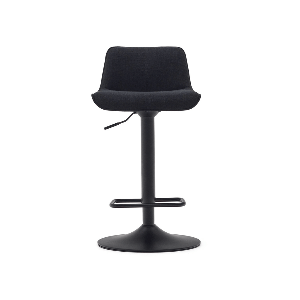 Tabouret de bar en acier noir avec siège rembourré pour cuisine