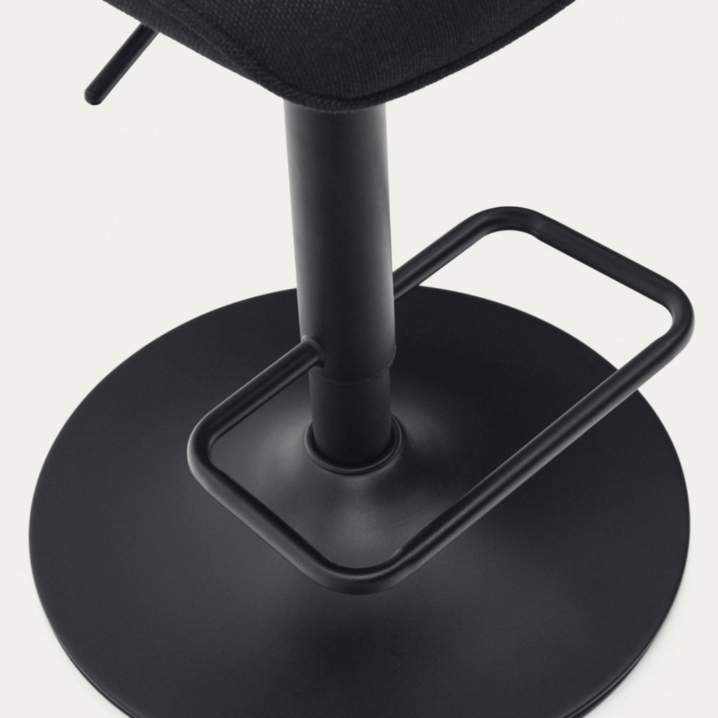 Tabouret de bar en acier noir avec siège rembourré pour cuisine