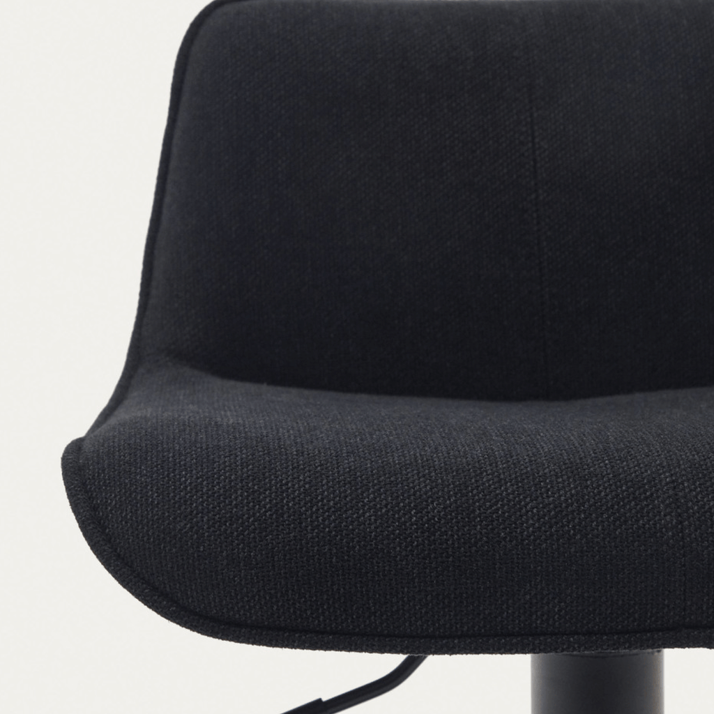 Tabouret de bar en acier noir avec siège rembourré pour cuisine