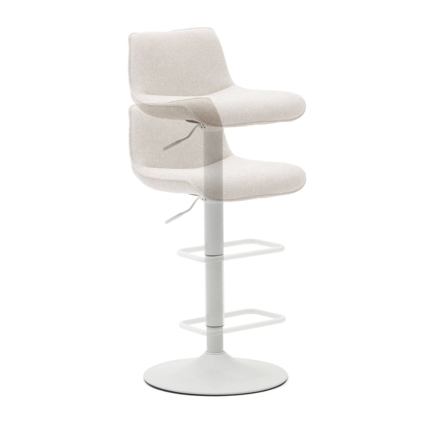 Tabouret de bar en acier beige avec assise rembourrée pour cuisine