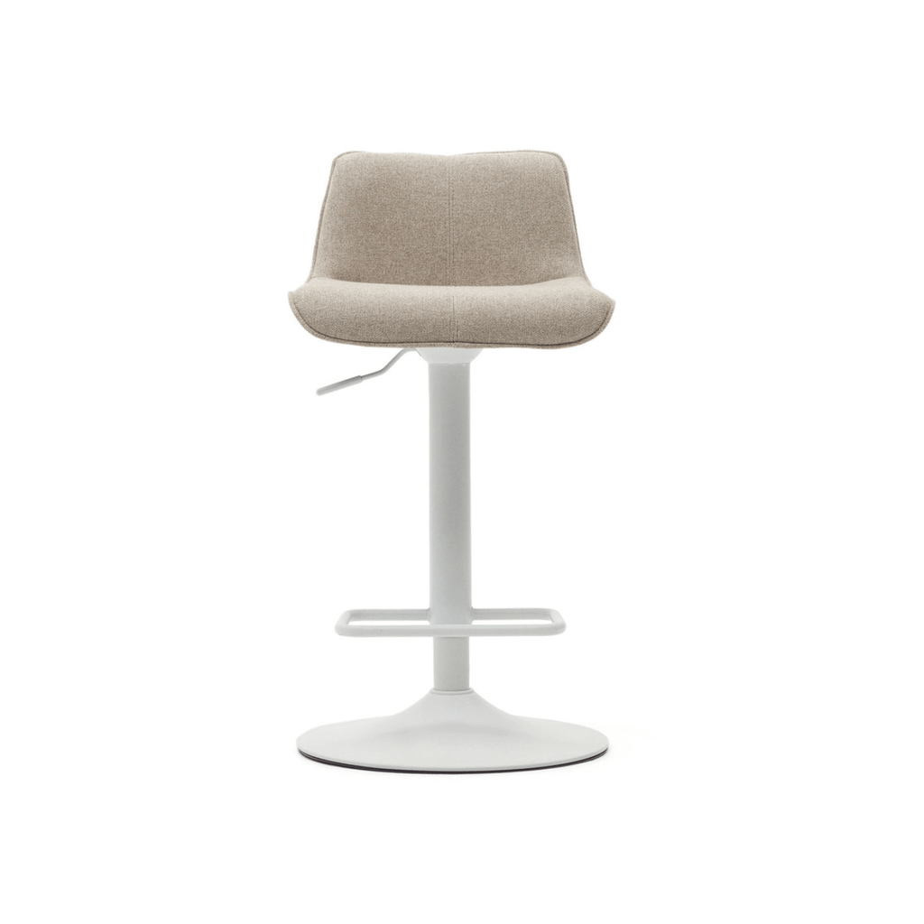Tabouret de bar en acier beige avec assise rembourrée pour cuisine