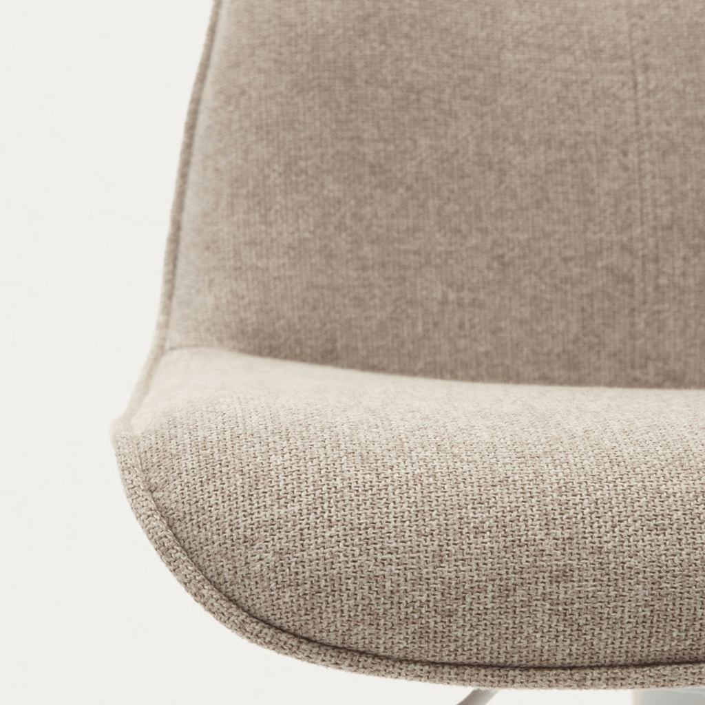 Tabouret de bar en acier beige avec assise rembourrée pour cuisine
