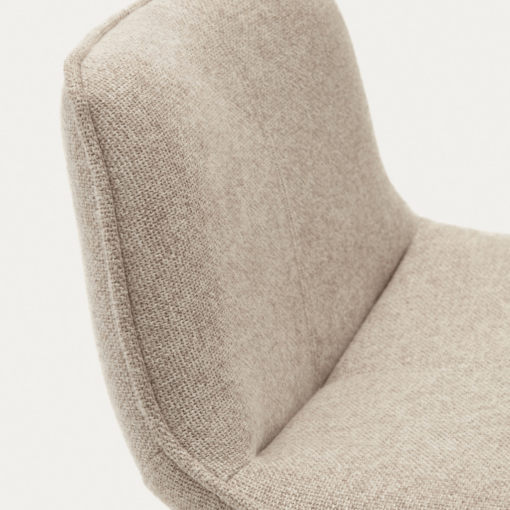 Tabouret de bar en acier beige avec assise rembourrée pour cuisine