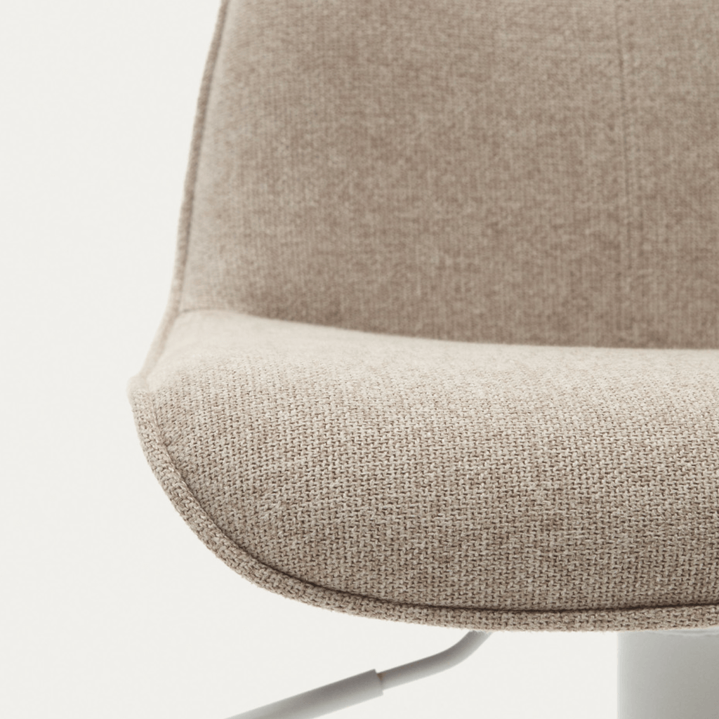 Tabouret de bar en acier beige avec assise rembourrée pour cuisine