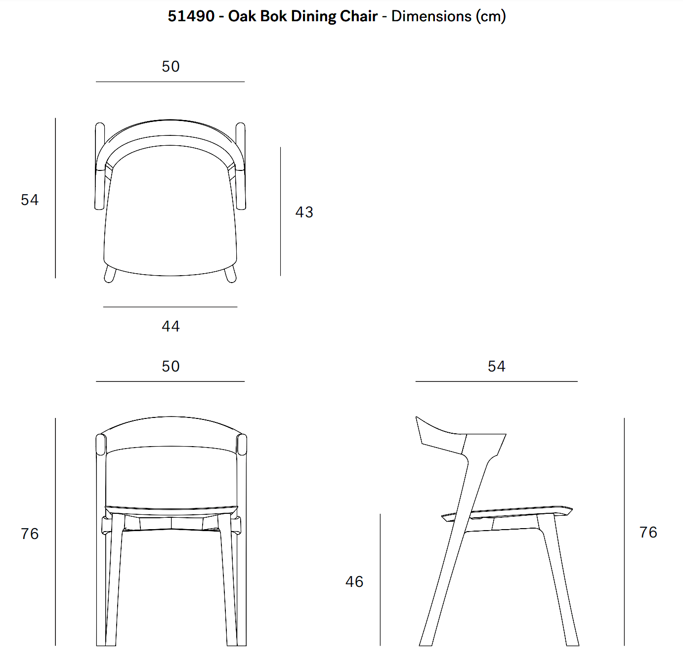 Chaise de salle à manger moderne en chêne noir pour salle à manger