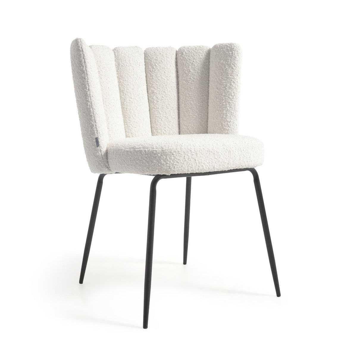 Chaise de salle à manger en bouclette ivoire avec coussin pour salle à manger