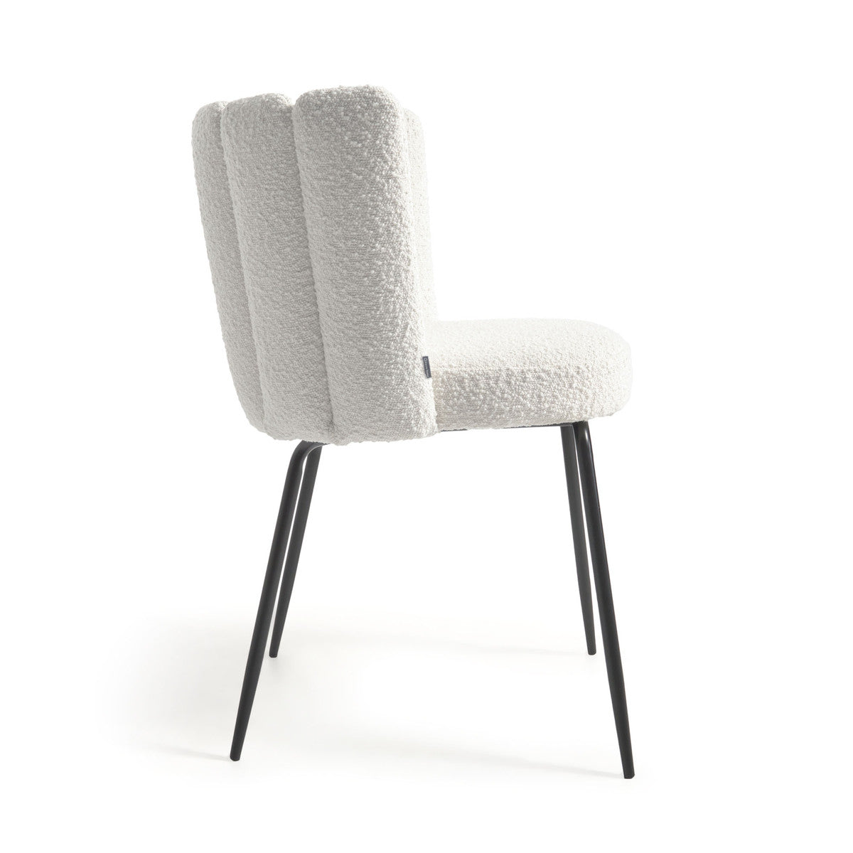 Chaise de salle à manger en bouclette ivoire avec coussin pour salle à manger