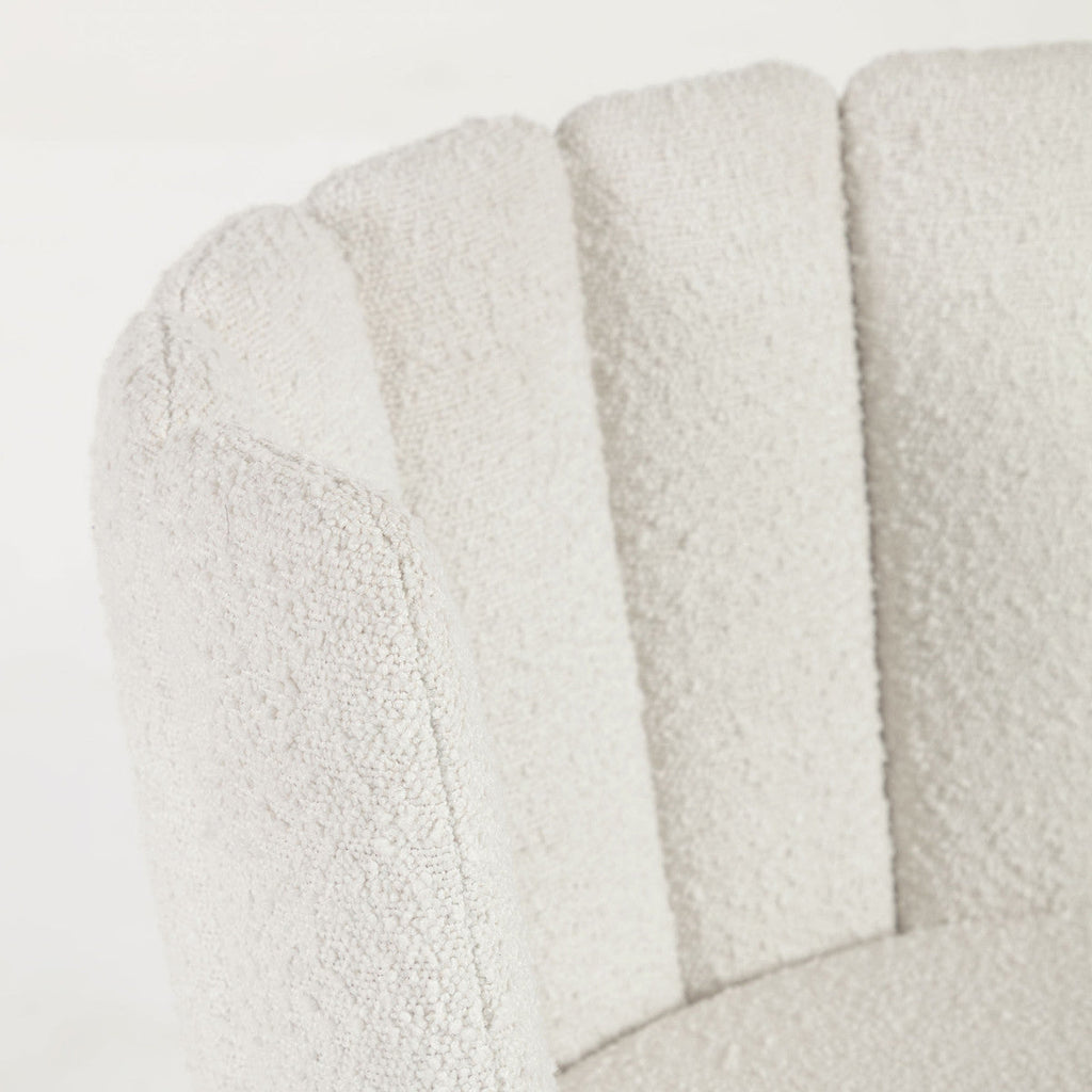 Chaise de salle à manger en bouclette ivoire avec coussin pour salle à manger