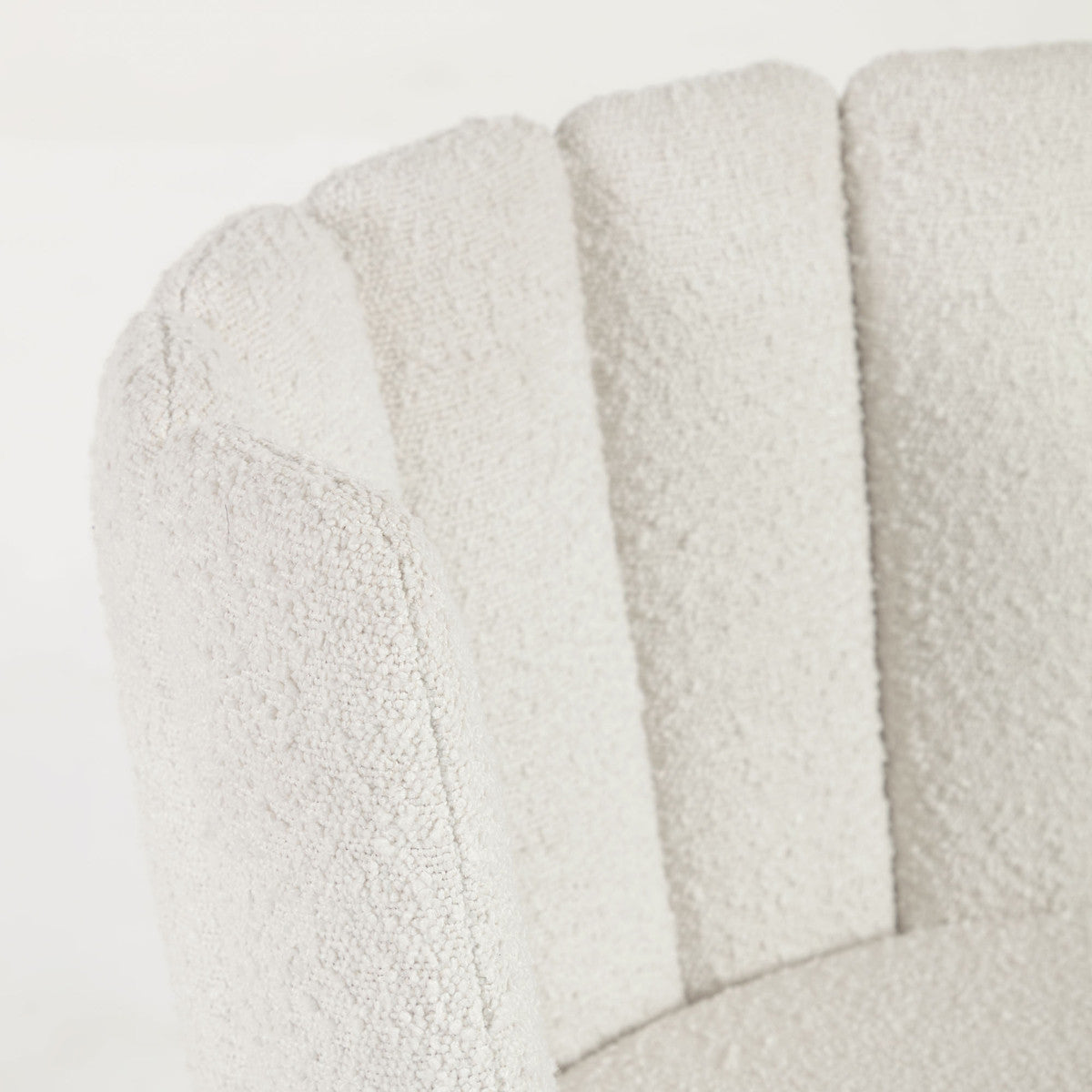 Chaise de salle à manger en bouclette ivoire avec coussin pour salle à manger