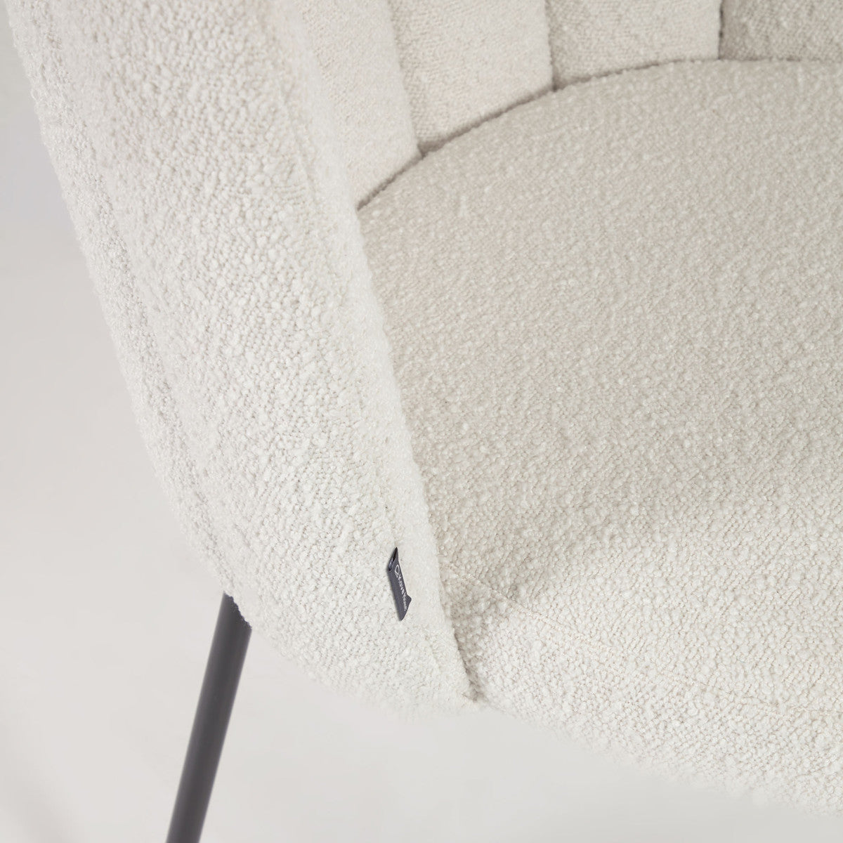 Chaise de salle à manger en bouclette ivoire avec coussin pour salle à manger