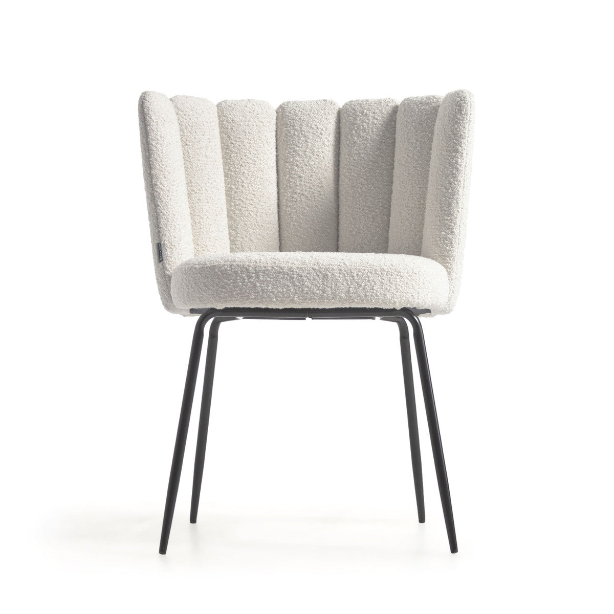 Chaise de salle à manger en bouclette ivoire avec coussin pour salle à manger