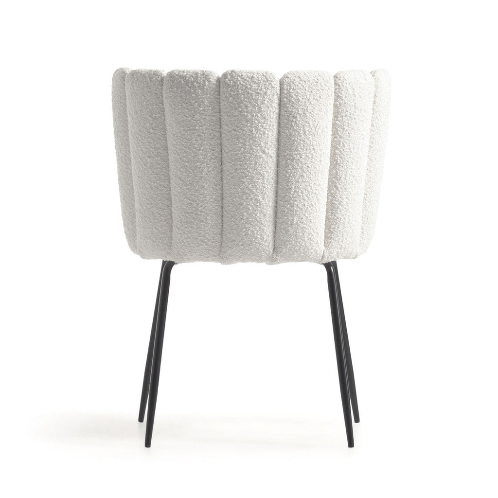 Chaise de salle à manger en bouclette ivoire avec coussin pour salle à manger