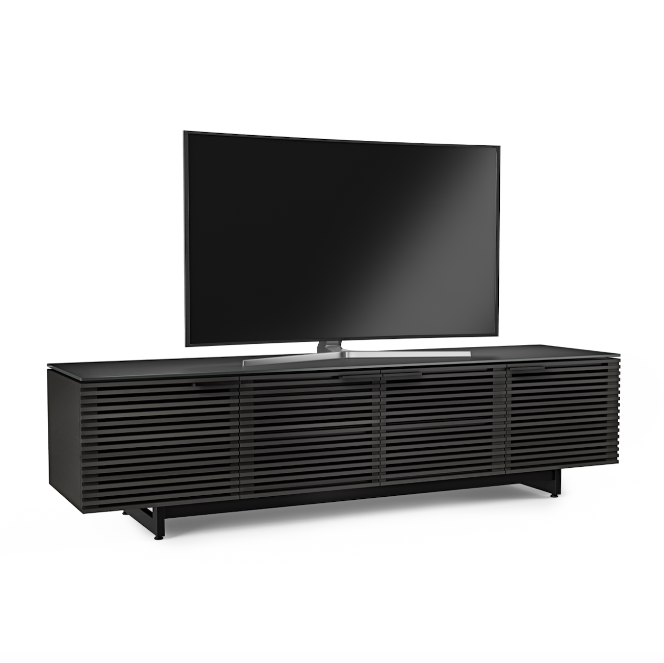 Meuble TV moderne en noyer anthracite pour salon