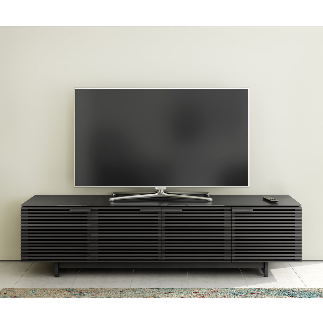 Meuble TV moderne en noyer anthracite pour salon