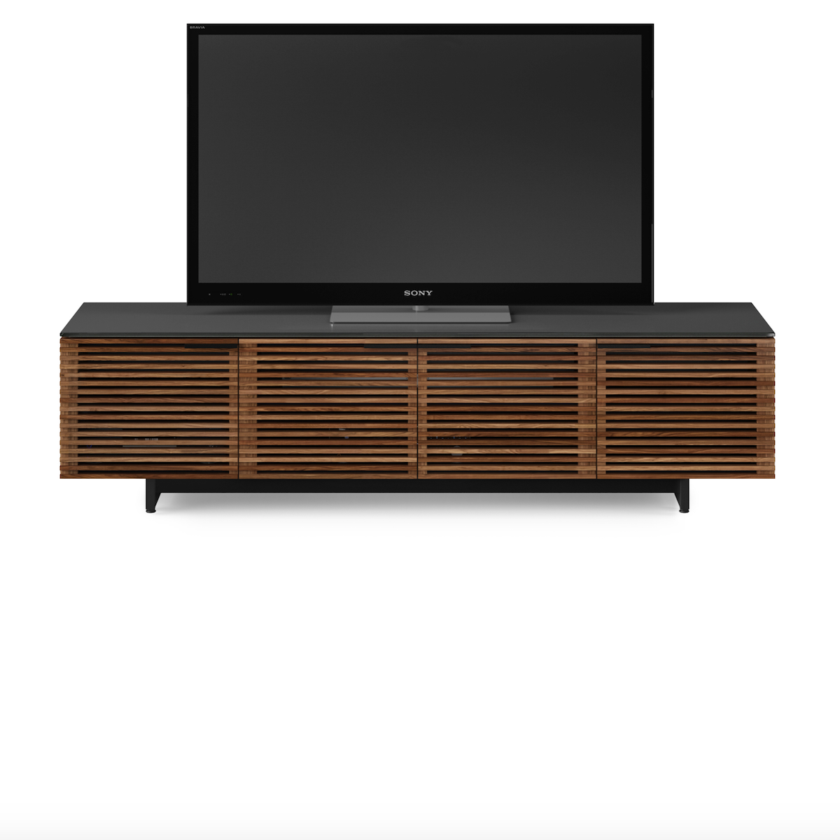 Meuble TV moderne en noyer naturel pour salon