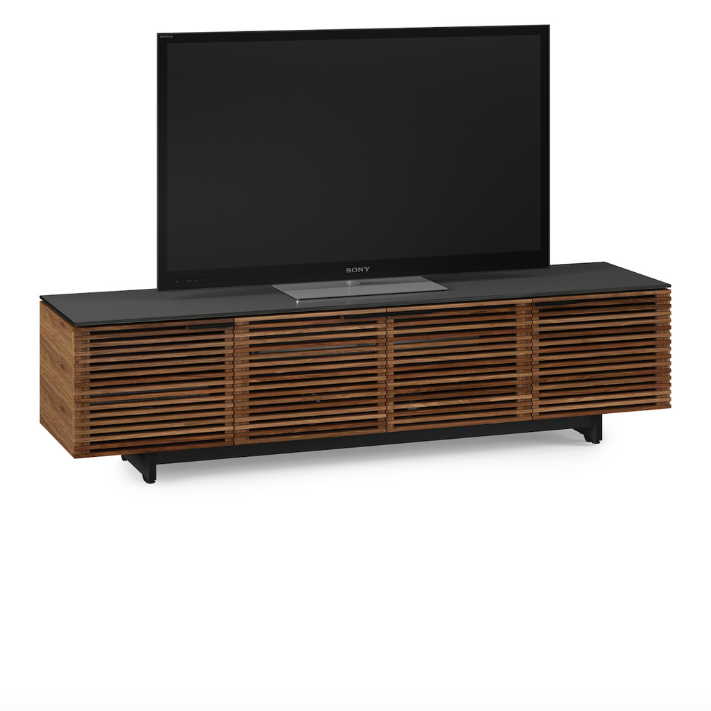 Meuble TV moderne en noyer naturel pour salon