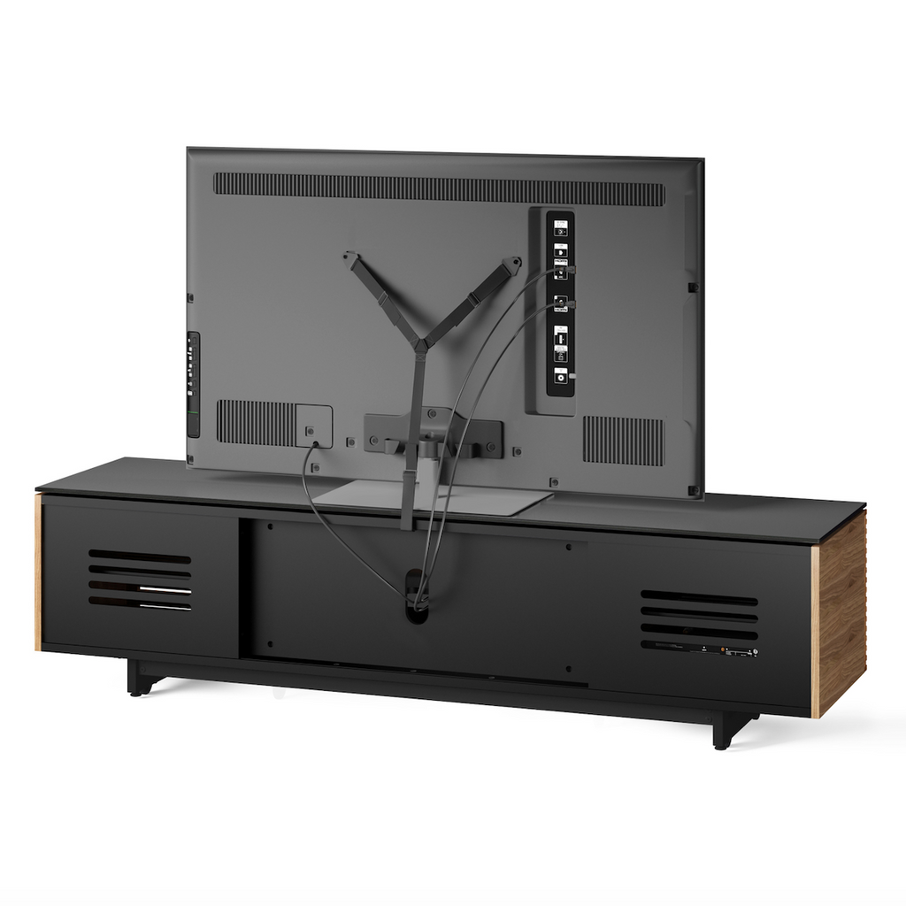 Meuble TV moderne en noyer naturel pour salon
