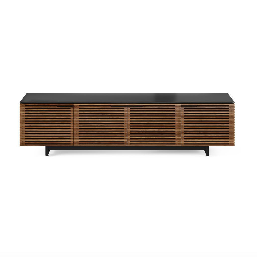 Meuble TV moderne en noyer naturel pour salon
