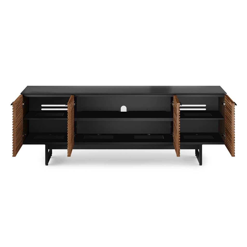 Meuble TV moderne en noyer et charbon de bois pour salon
