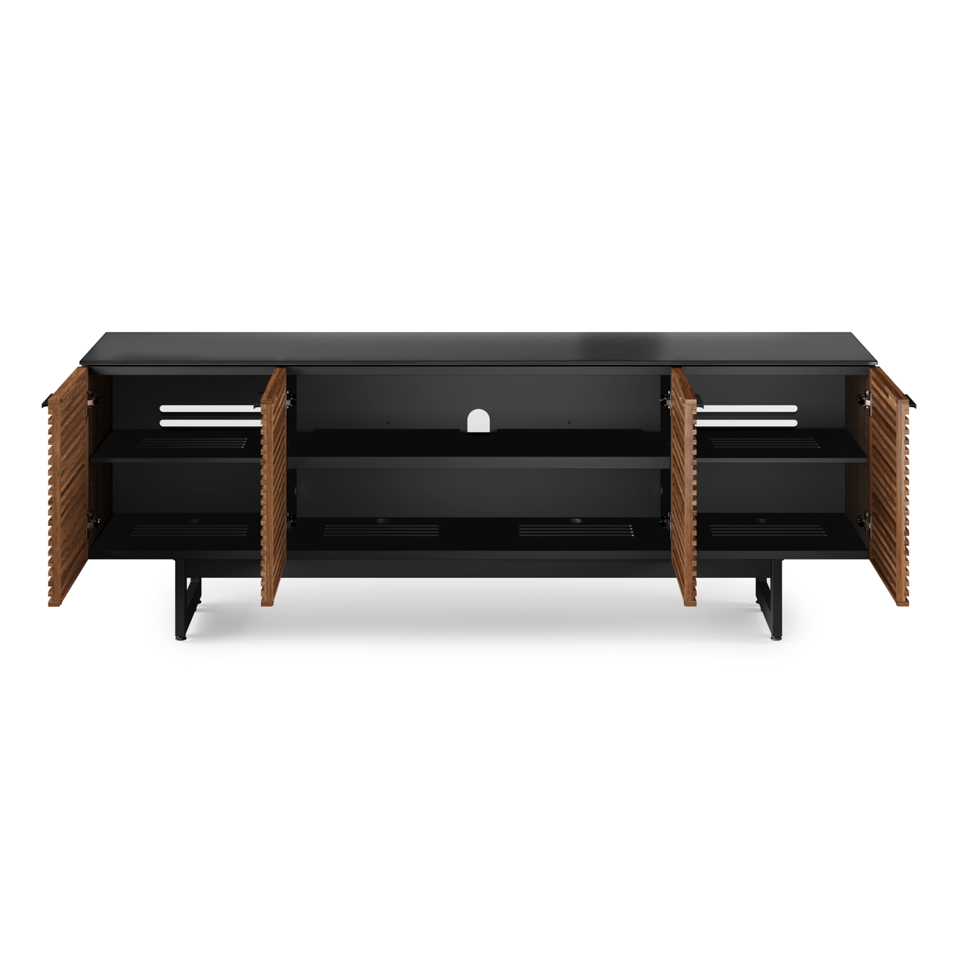 Meuble TV moderne en noyer et charbon de bois pour salon